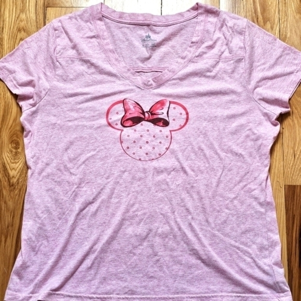 Disney Parks Women Minnie Mouse Pink Shirt XL Bow Walt‎ Disney World Parks